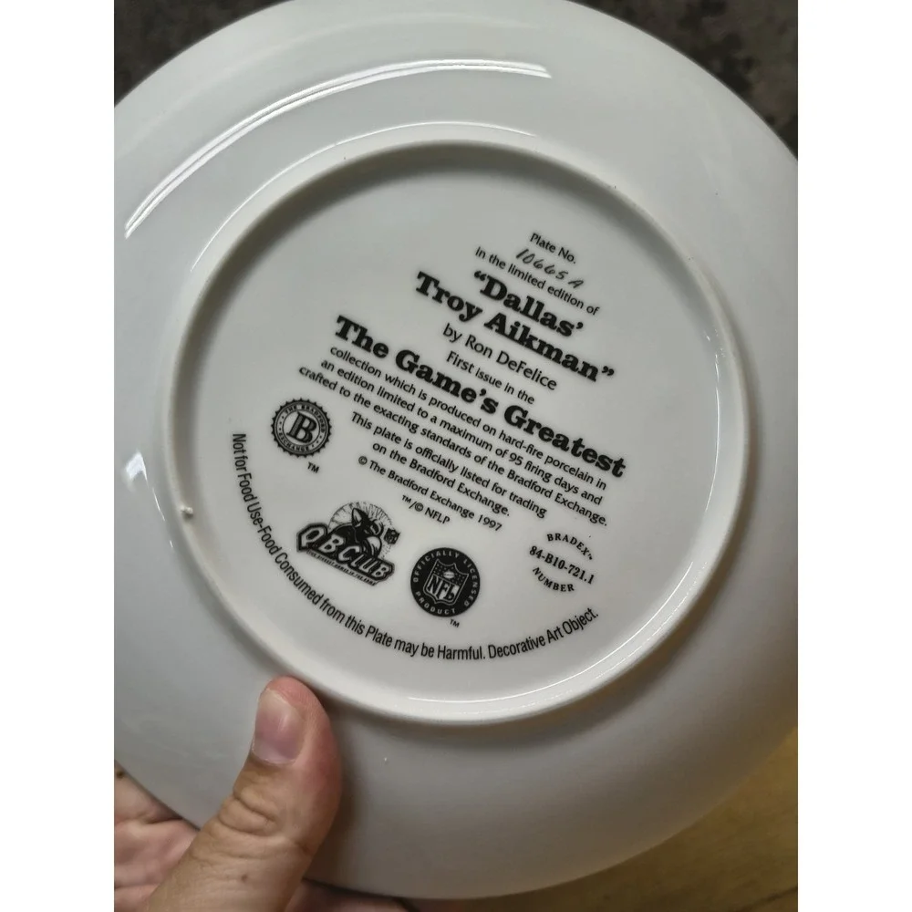 NFL Troy Aikman Dallas Cowboys The Game's Greatest Collector Plate 1997